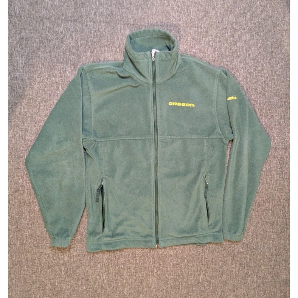 Columbia Oregon Ducks Zip Up Fleece Jacket Football NCAA Green Small‎ Sweatshirt